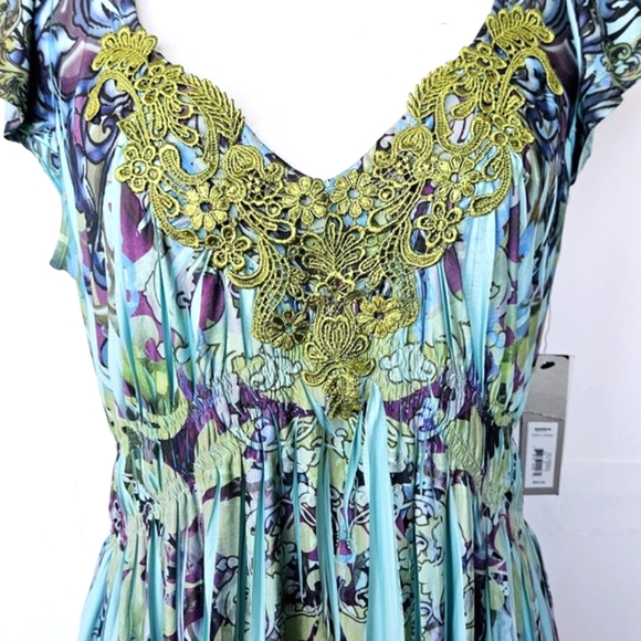 Apt. 9 Wmns Flutter Sleeve Accordion Pleat Sublimation Print Midi Dress XL NWT - Picture 4 of 13